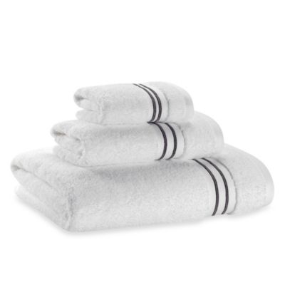 white towels with grey trim