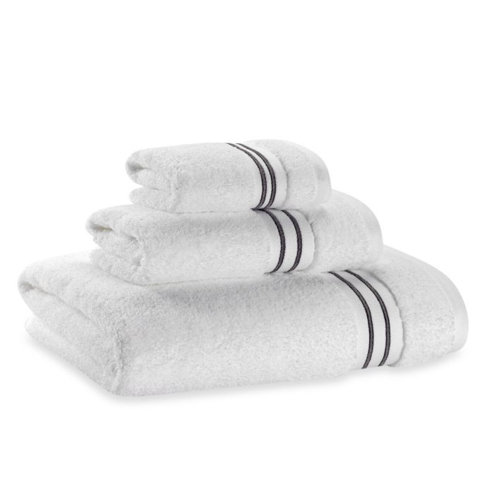 WamsuttaÂ® Hotel Micro-Cotton Bath Towel Collection in White/Grey | Bed Bath & Beyond