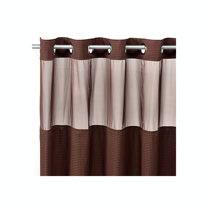 Waffle Fabric Window And Shower Curtain, Chocolate Shower Curtain Liner