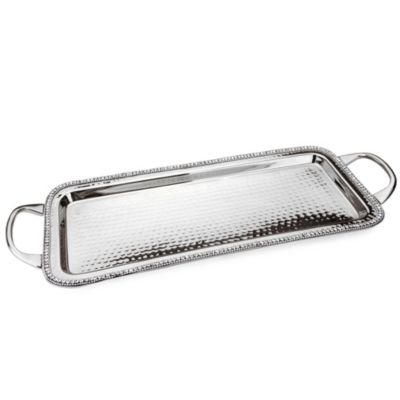 Classic Touch Hammered Stainless Steel Rectangular Tray
