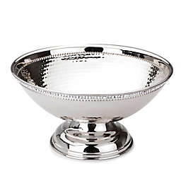 Classic Touch Hammered Stainless Steel Round Footed Bowl