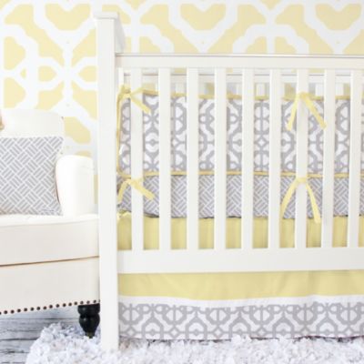 yellow and grey cot bedding