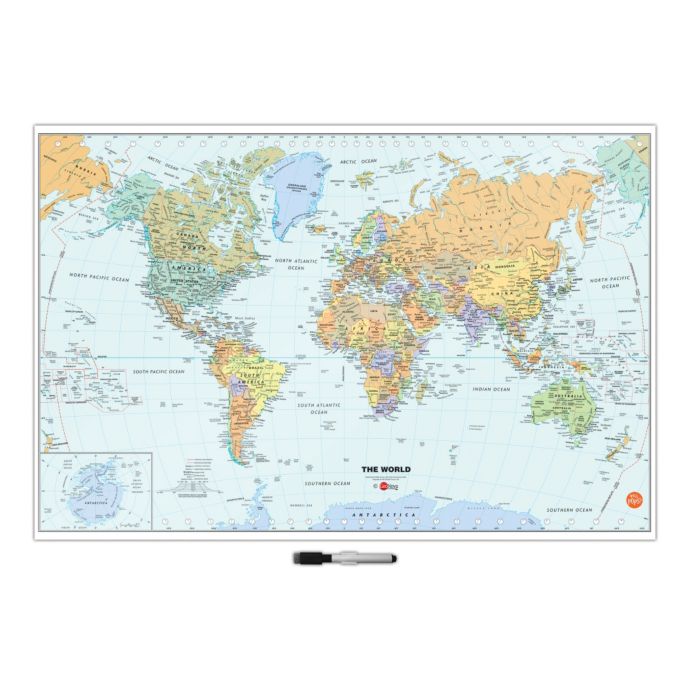 Dry Erase World Map Decal