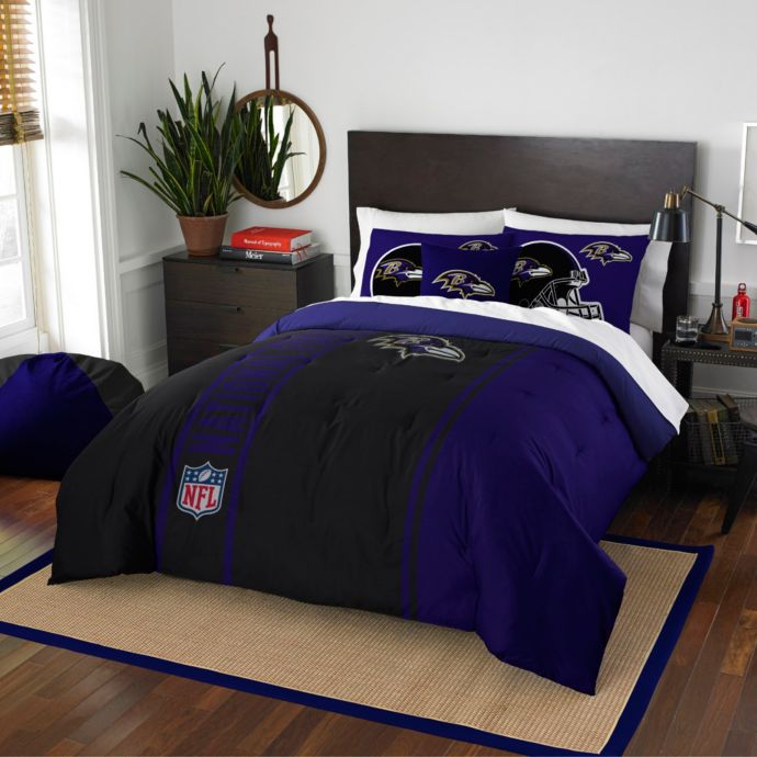 Nfl Baltimore Ravens Embroidered Comforter Set Bed Bath Beyond