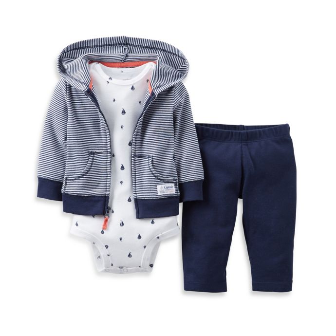 Carter's® 3-Piece Hooded Pant Set In Navy Sail | buybuy BABY