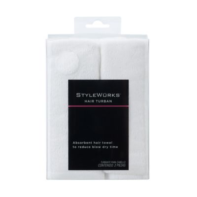 StyleWurks&trade; 2-Pack Hair Turban in White