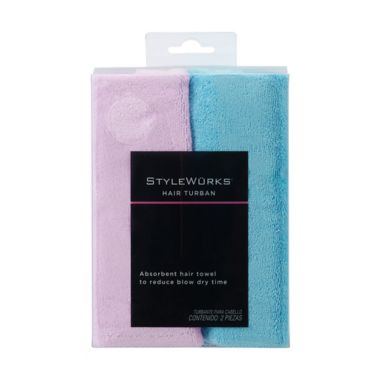 StyleWurks&trade; 2-Pack Hair Turban in Pink/Blue. View a larger version of this product image.