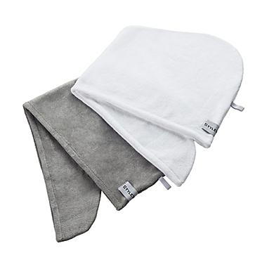 StyleWurks&trade; 2-Pack Hair Turban in White/Grey. View a larger version of this product image.