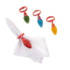 Alternate image 0 for H for Happy&trade; Christmas Light Bulb Napkin Rings (Set of 4)