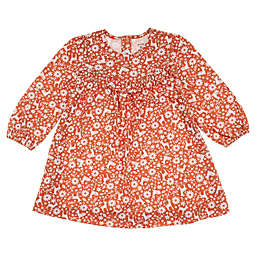 ever & ever™ Newborn Long Sleeve Ruffle Dress in Orange Fawn Floral