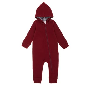 ever &amp; ever&trade; Size 12M Hooded Waffle One-Piece Coverall in Cabernet. View a larger version of this product image.