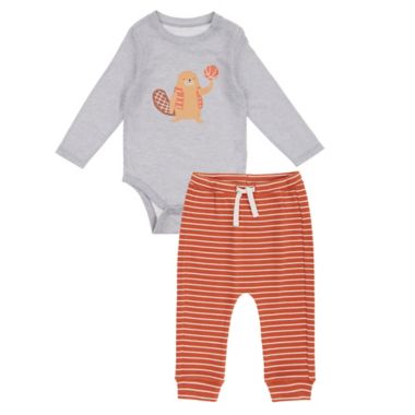 ever &amp; ever&trade; 2-Piece B-Ball Beaver Bodysuit and Jogger Set in Grey Highrise. View a larger version of this product image.