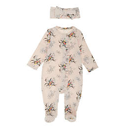ever & ever™ 2-Piece Ruffle Footie and Headband Set in Rosewater Floral