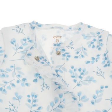 ever &amp; ever&trade; Newborn 2-Piece Ruffle Footie and Headband Set in Blue Floral. View a larger version of this product image.