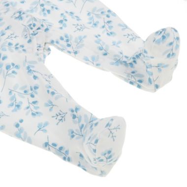 ever &amp; ever&trade; Newborn 2-Piece Ruffle Footie and Headband Set in Blue Floral. View a larger version of this product image.