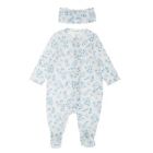 Alternate image 0 for ever &amp; ever&trade; Newborn 2-Piece Ruffle Footie and Headband Set in Blue Floral
