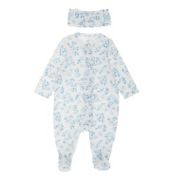 ever &amp; ever&trade; 2-Piece Ruffle Footie and Headband Set in Blue Floral