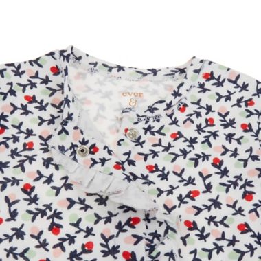 ever &amp; ever&trade; Size 3M 2-Piece Ruffle Footie and Headband in White Mini Floral. View a larger version of this product image.