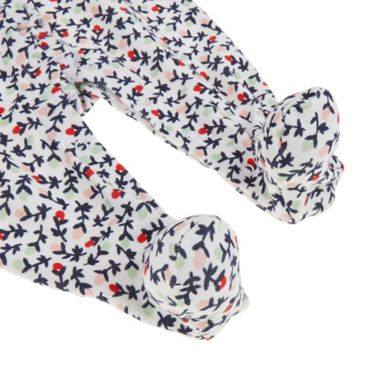 ever &amp; ever&trade; Size 3M 2-Piece Ruffle Footie and Headband in White Mini Floral. View a larger version of this product image.