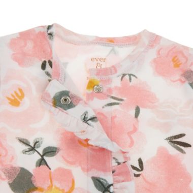 ever &amp; ever&trade; Newborn 2-Piece Ruffle Footie and Headband Set in Statement Rose. View a larger version of this product image.