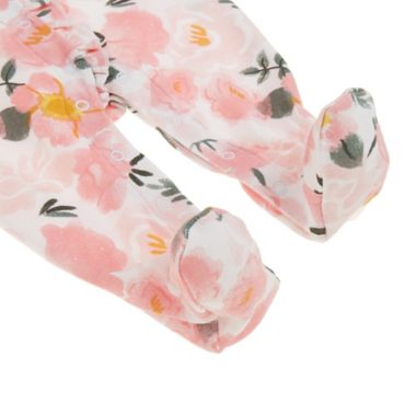 ever &amp; ever&trade; Newborn 2-Piece Ruffle Footie and Headband Set in Statement Rose. View a larger version of this product image.