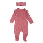 Alternate image 0 for ever &amp; ever&trade; Newborn 2-Piece Ruffle Footie and Headband Set in Heather Rose