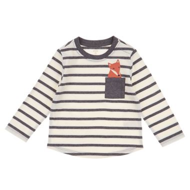 ever &amp; ever&trade; Size 24M Striped Long Sleeve Pocket Tee in Vanilla Ice Fox. View a larger version of this product image.