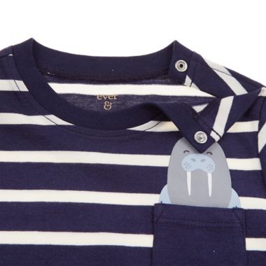 ever &amp; ever&trade; Size 4T Striped Long Sleeve Pocket Tee in Navy Peacoat Walrus. View a larger version of this product image.