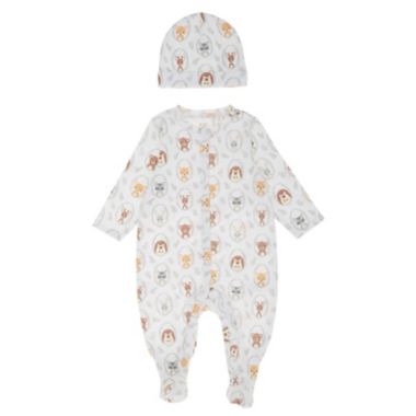 ever &amp; ever&trade; 2-Piece Footies and Hat Set in White Multi Cars. View a larger version of this product image.