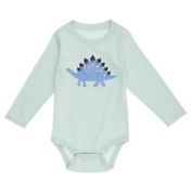 ever &amp; ever&trade; Stegasaurus Embroidered Long Sleeve Bodysuit in Aqua Foam