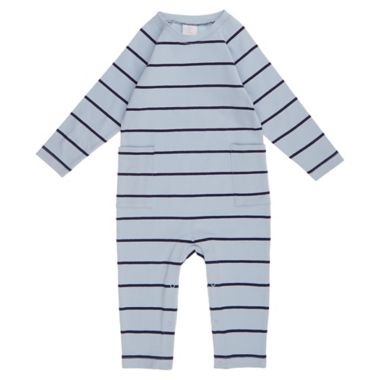 ever &amp; ever&trade; Size 18M Striped Long Sleeve One-Piece Coverall in Blue Dusk. View a larger version of this product image.