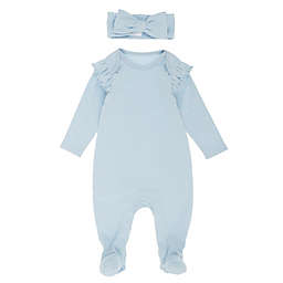 ever & ever™ 2-Piece Ruffle Footie and Headband Set in Blue Mist