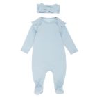 Alternate image 0 for ever &amp; ever&trade; Size 9M 2-Piece Ruffle Footie and Headband Set in Blue Mist