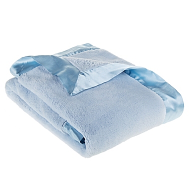 ever &amp; ever&trade; Fleece Blanket with Satin Trim in Blue Mist. View a larger version of this product image.
