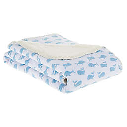 ever & ever™ Whale Sherpa Back Blanket in White/Blue