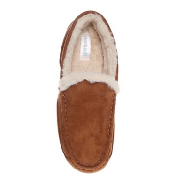 Nestwell&trade; Men's X-Large Suede Fur Memory Foam Slippers in Chestnut. View a larger version of this product image.