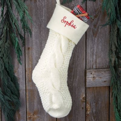 Ivory Cozy Cable Knit Personalized Christmas Stocking