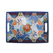 Floral Medallion Rectangular Server in White