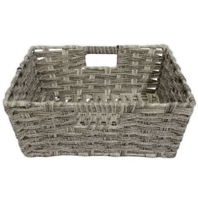 large grey wicker storage baskets