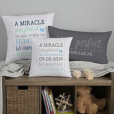 Baby Boy&#39;s Story Personalized 12-Inch x 22-Inch Lumbar Keepsake Pillow. View a larger version of this product image.