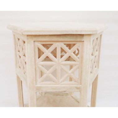 Global Caravan&trade; Khilana Carved Wooden Tea Table in White Wash. View a larger version of this product image.