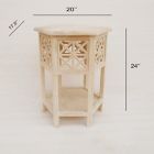 Alternate image 2 for Global Caravan&trade; Khilana Carved Wooden Tea Table in White Wash