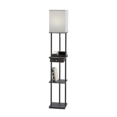 Adesso Etagere Floor Lamp With Charging, Column Floor Lamp With Charging Station