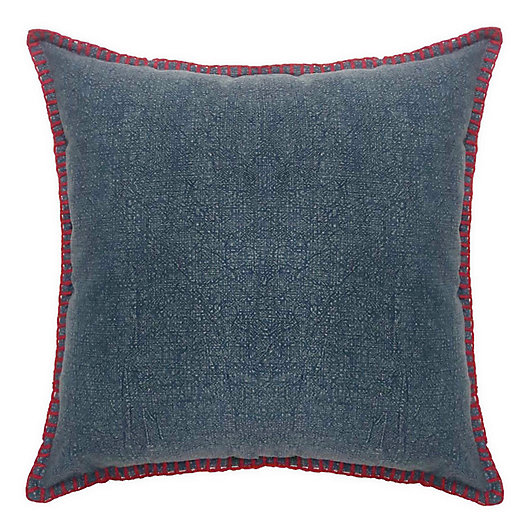 Alternate image 1 for Bee & Willow™ Home 20-Inch Square Throw Pillow in Red/Blue Denim