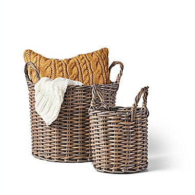 Bee &amp; Willow&trade; Small Round Basket in Grey. View a larger version of this product image.