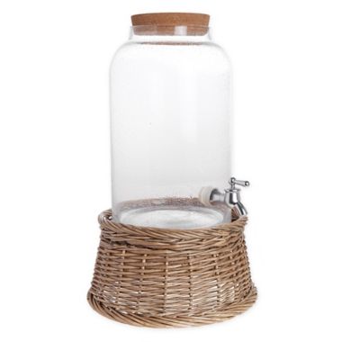 Bee &amp; Willow&trade; Wicker Beverage Dispenser Stand in Grey. View a larger version of this product image.