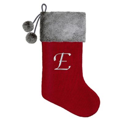 Knit Monogram Letter &quot;E&quot; Christmas Stocking