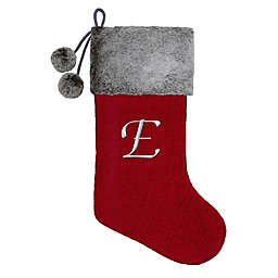 Knit Monogram Letter "E" Christmas Stocking