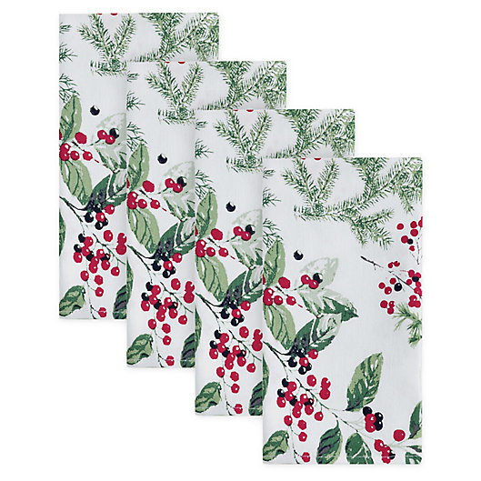 Alternate image 1 for Bee & Willow™ Holiday Berries Napkins (Set of 4)