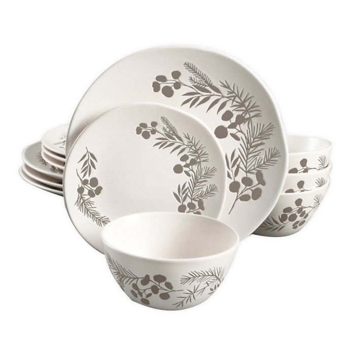 Bee & Willow™ Home Prescott 12-Piece Dinnerware Set in White | Bed Bath ...